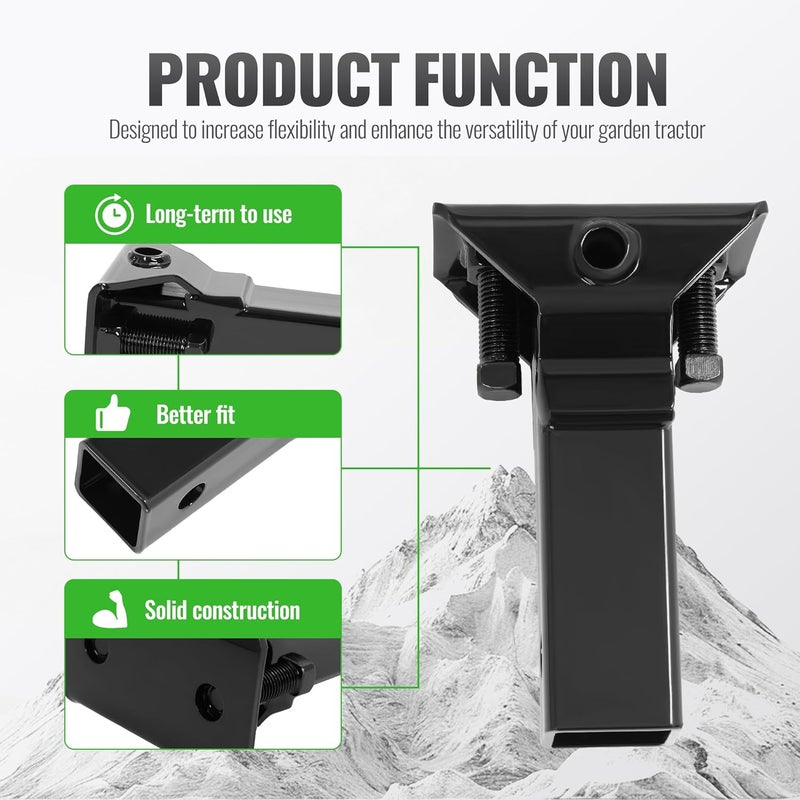 WUTIST Sleeve Hitch Adapter for 2" Receiver Compatible with 3-Point Hitch Sub-Compact Tractor Steel Lawn Garden Farm Tractor Hitch Adapter Black - Image 5